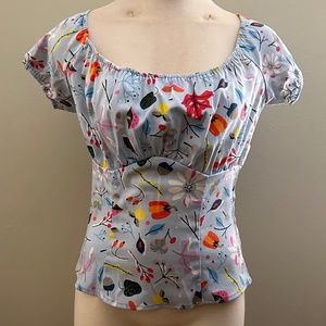 First Frost Print Peasant Top (discontinued) - Pinup Girl